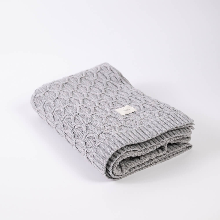 Moyha Luxury Woll-Plaid Grau, gestrickte Qualität, 80% Schurwolle