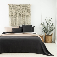 Moyha Tagesdecke aus Baumwolle, Dunkelgrau Anthrazit, 100% Baumwolle, 150x240 cm