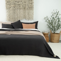 Moyha Baumwolle Tagesdecke Dunkelgrau Anthrazit aus 100% Baumwolle, 150x240 cm