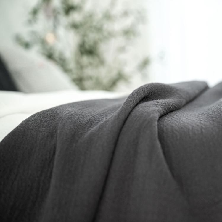 Moyha Tagesdecke Baumwolle, Dunkelgrau Anthrazit, 100% Baumwolle, 260x240 cm