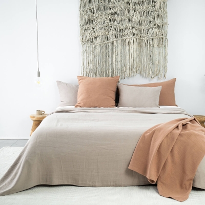 Moyha Baumwolle Tagesdecke Beige, 100% Baumwolle, 150x240 cm