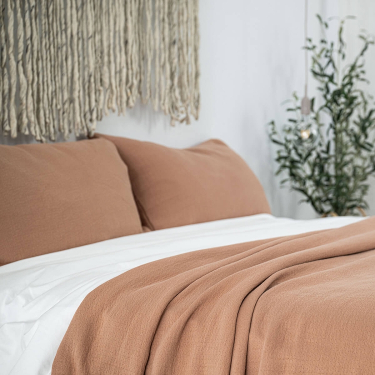 Moyha Baumwolle Tagesdecke Terracotta aus 100% Baumwolle, 260x240 cm