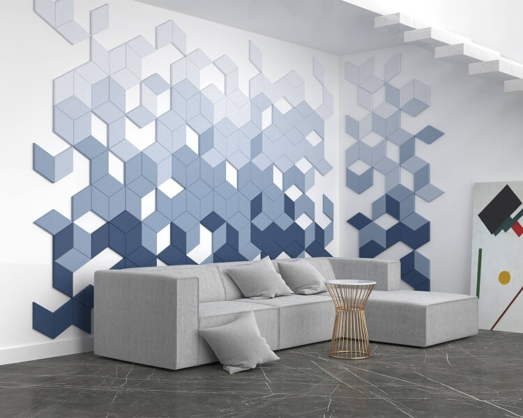 3D Wandpaneele Wohnzimmer Diamond edge mit schrägen Kanten