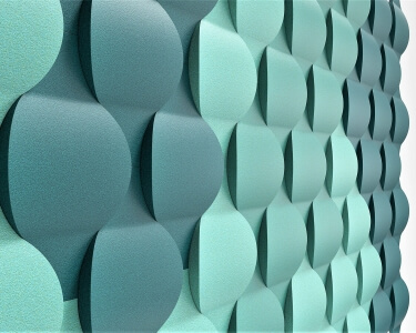 Effektive Akustikwand aus 3D Wandpaneelen Flow fluffo
