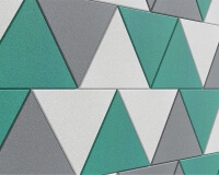 Schalldämmung im Büro aus weichen Akustikpaneelen in Dreieck Form Triada