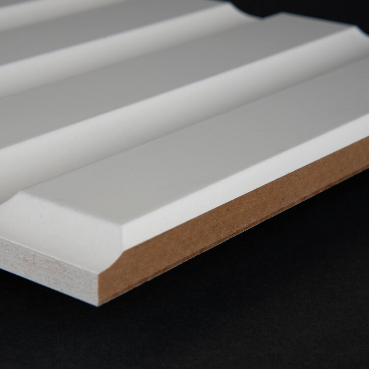 3D Wand 010 aus gefrästem MDF Holz, weiß grundiert