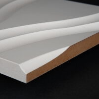 3D Wand 012 aus gefrästem MDF Holz, weiß grundiert 3D Wand 012 aus gefrästem MDF Holz, weiß grundiert