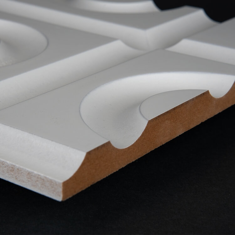 3D Wand 026 aus gefrästem MDF Holz, weiß grundiert