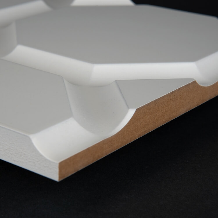 3D Wand 027 aus gefrästem MDF Holz, weiß grundiert