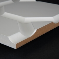 3D Wand 027 aus gefrästem MDF Holz, weiß grundiert 3D Wand 027 aus gefrästem MDF Holz, weiß grundiert