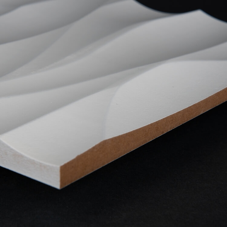 3D Wand 056 aus gefrästem MDF Holz, weiß grundiert