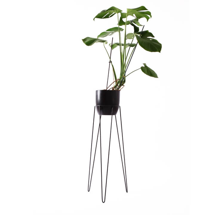 Moderner Blumenständer Metall schwarz Bujnie Neo